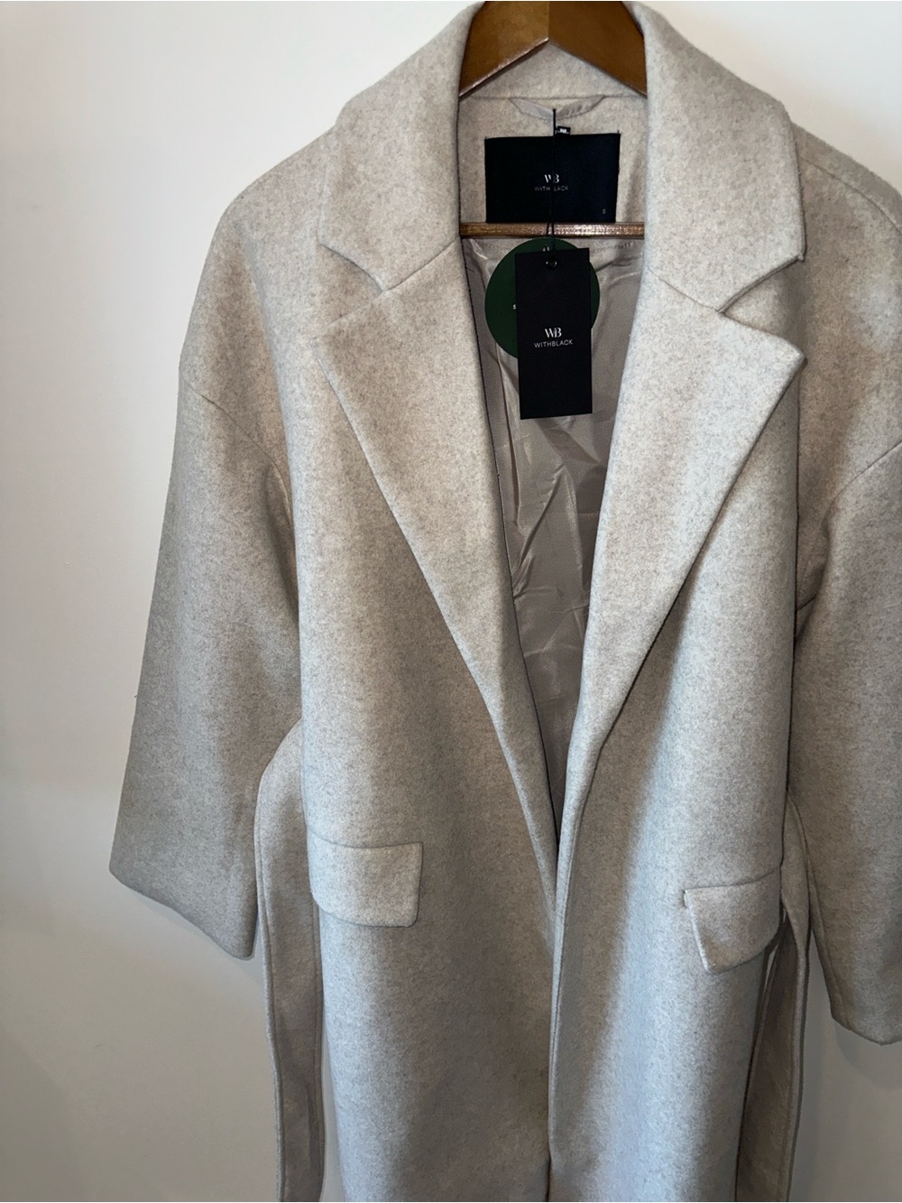 With Black Long Belted Robe Coat - Light Gray - Picture 5 of 16